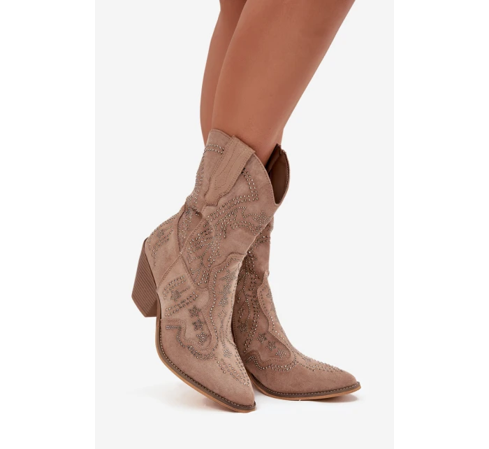 Dámské kovbojské kotníkové boty se zdobením Arlissima – béžové Dámské kovbojské kotníkové boty se zdobením Arlissima – béžové