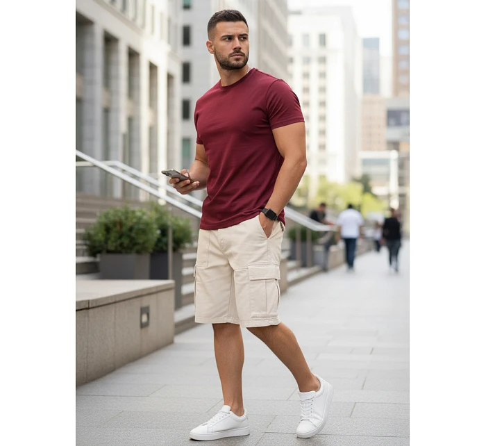 Pánské klasické vínové tričko FashionStreet RX5677