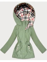 Damska kurtka z wykończeniem w kratkę Goodlookin khaki (KK60411-3#)
