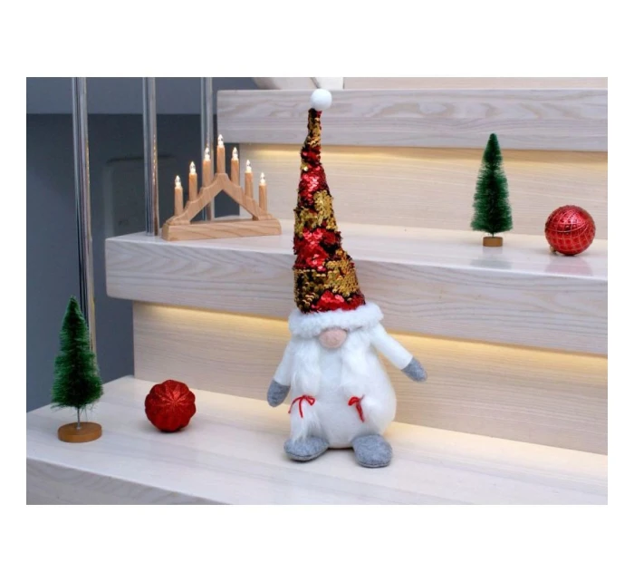 DEKORATIVNÍ TRPASLÍK S KOUZELNÝMI FLITRY 35CM BÍLÝ