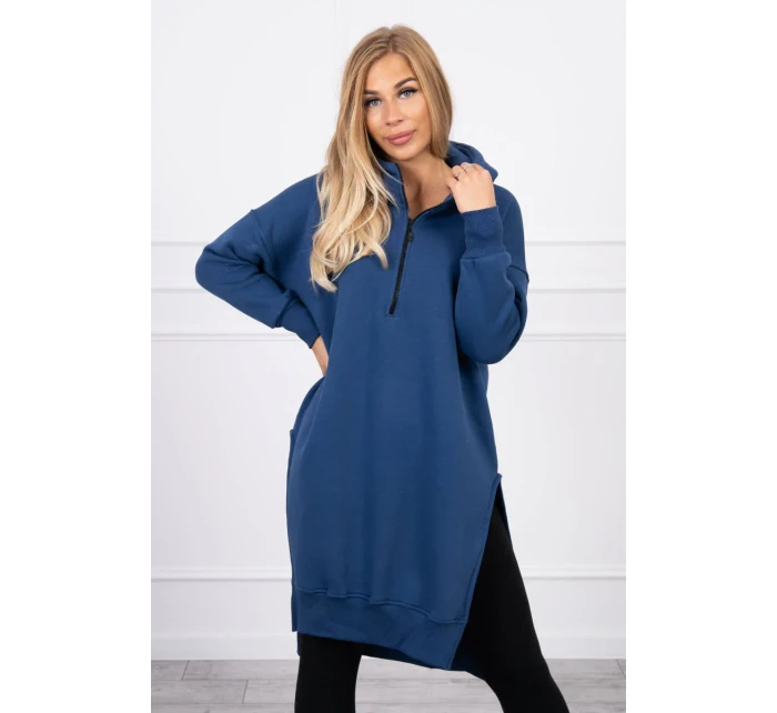 Zateplená mikina s bočními rozparky z džínoviny Zateplená mikina s bočními rozparky z džínoviny