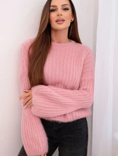 Svetr dámský z mohairu s model 21794211 rukávy malinová - K-Fashion
