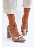Lodičky s perlami a podpatkem ze kůže model 21652581 - Zazoo