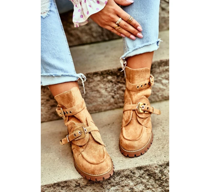 Dámské Kotníkové Boty Lu Boo Semišové s vykrojením Camel Rock Girl Dámské Kotníkové Boty Lu Boo Semišové s vykrojením Camel Rock Girl