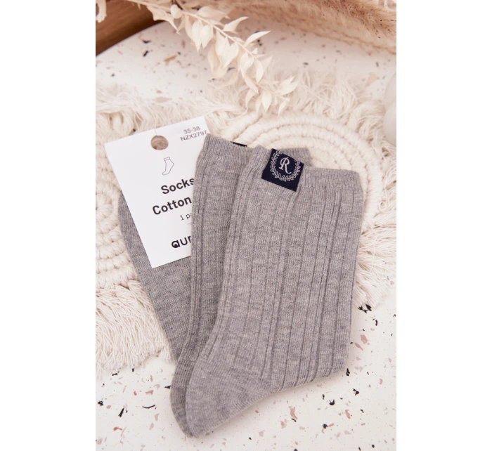 Dámské bavlněné ponožky s pruhy – světle šedé Dámské bavlněné ponožky s pruhy – světle šedé