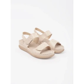 Pohodlné hnědé dámské  sandály na plochém podpatku