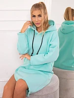 Šaty s kapucí a bočním rozparkem mint