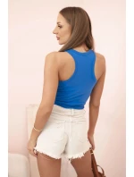 Dámská tílko z bavlny s kulatým výstřihem modrá