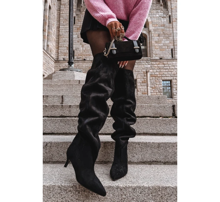 Nazouvací dámské kozačky na jehlovém podpatku černé model 21713418 - Boto