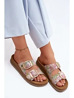 Kožené vzorované pantofle s řemínky Maciejka P7537-39 Multikolor