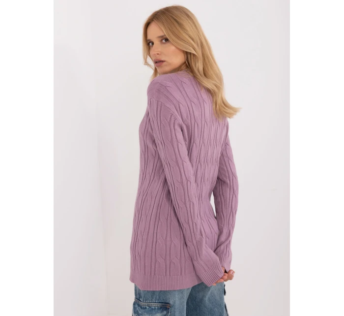 Sweter AT SW model 20463669 fioletowy - FPrice Sweter AT SW model 20463669 fioletowy - FPrice