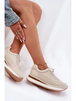 Dámské kožené tenisky na platformě Big Star – béžové Dámské kožené tenisky na platformě Big Star – béžové