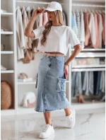 CARGOMIDI modrá midi džínová sukně FashionStreet CY0490