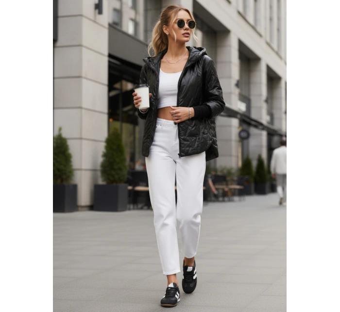 Dámská přechodná prošívaná bunda s kapucí černá FashionStreet TY5559