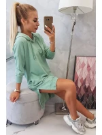 Šaty s kapucí a delšími zády tmavě mátové Šaty s kapucí a delšími zády tmavě mátové