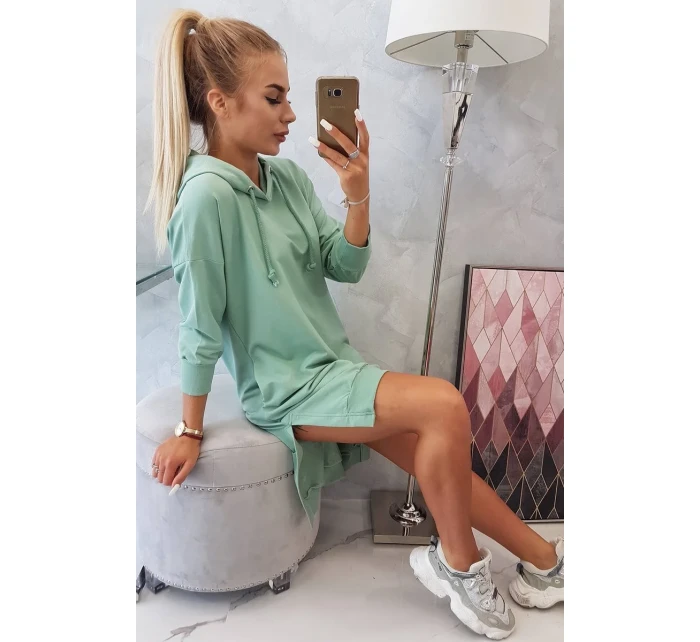 Šaty s kapucí a delšími zády tmavě mátové Šaty s kapucí a delšími zády tmavě mátové