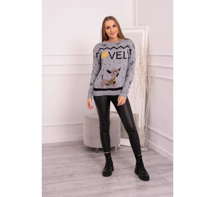 Vánoční svetr s šedým nápisem