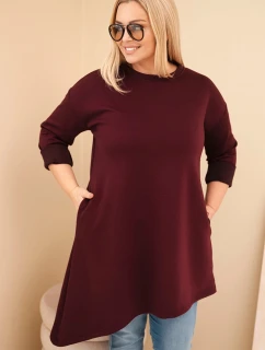 Dámská model 21808691 Plus Size z viskózy s volným střihem a dlouhým rukávem švestková - K-Fashion