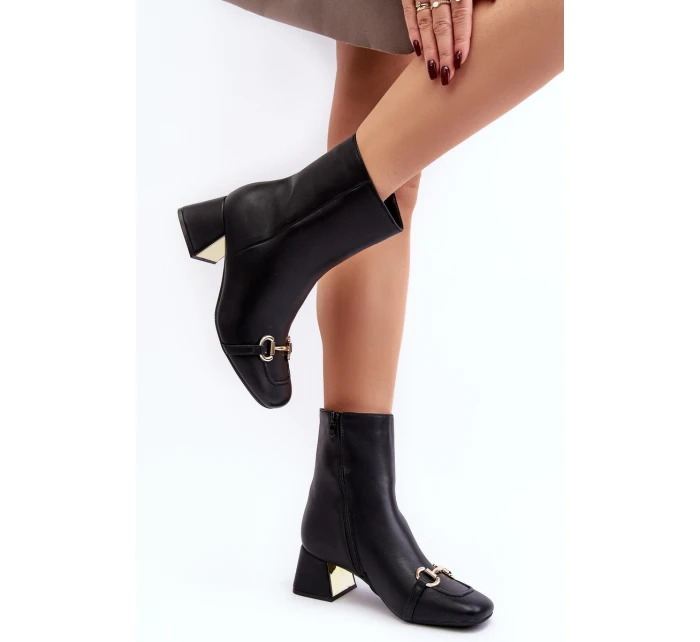 Boty Na Podpatku S Ozdobou Černé model 21643263 - Boto