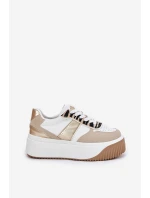 Dámské tenisky na masivní platformě se zvířecím vzorem béžovo-zlaté Telanila