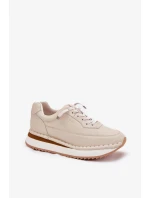 Dámské kožené tenisky na platformě Big Star – béžové Dámské kožené tenisky na platformě Big Star – béžové