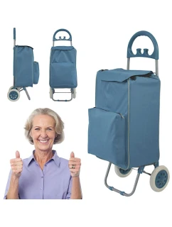 NÁKUPNÍ TAŠKA NA KOLEČKÁCH S RÁMEM 40L MODRÁ