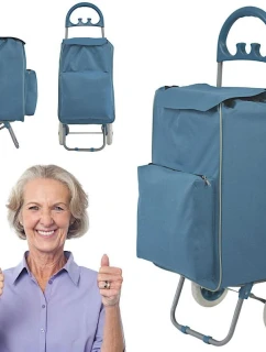 NÁKUPNÍ TAŠKA NA KOLEČKÁCH S RÁMEM 40L MODRÁ
