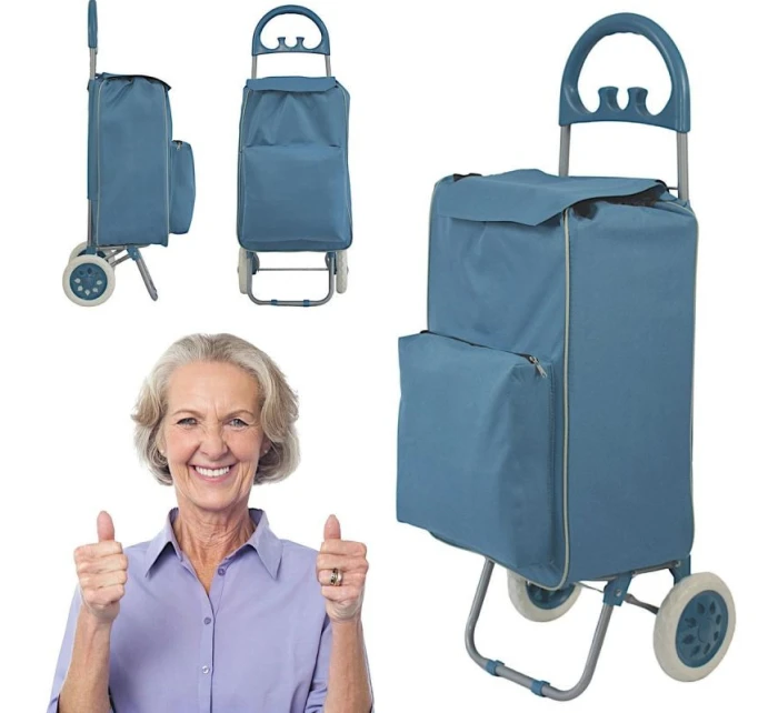 NÁKUPNÍ TAŠKA NA KOLEČKÁCH S RÁMEM 40L MODRÁ