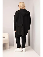 Dámská bavlněná souprava Plus Size s mikinou a kalhotami černá Dámská bavlněná souprava Plus Size s mikinou a kalhotami černá