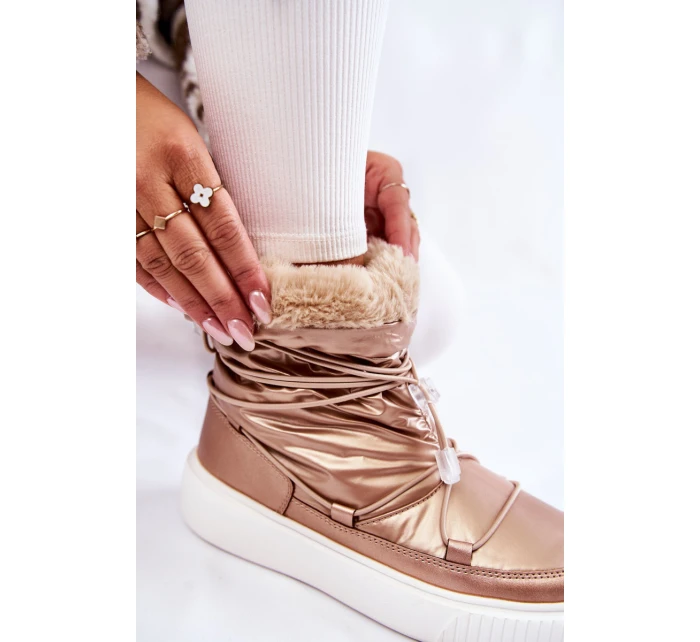 Dámské zateplené sněhule Big Star model 21601636 Béžove - Big Star Shoes Dámské zateplené sněhule Big Star model 21601636 Béžove - Big Star Shoes