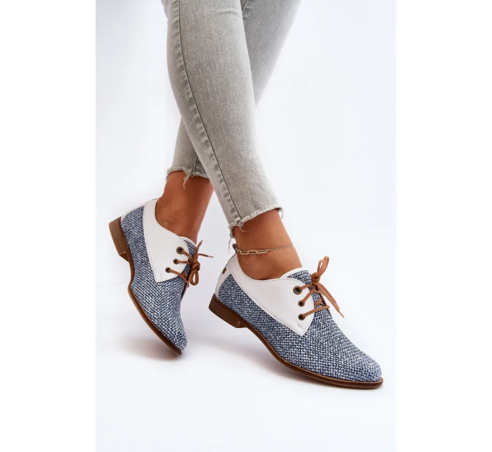 Dámské Kožené Polobotky Na Ploché Podrážce Maciejka 06461-17 Modré