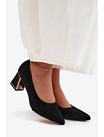 Lodičky z přírodního semiše na podpatku Vinceza 66921 Černé