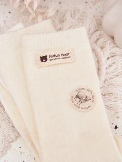 Dámské teplé vlněné ponožky s nášivkou – ecru