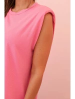 Dámský komplet z viskózy bez rukávů a rovnými kalhotami růžový Dámský komplet z viskózy bez rukávů a rovnými kalhotami růžový