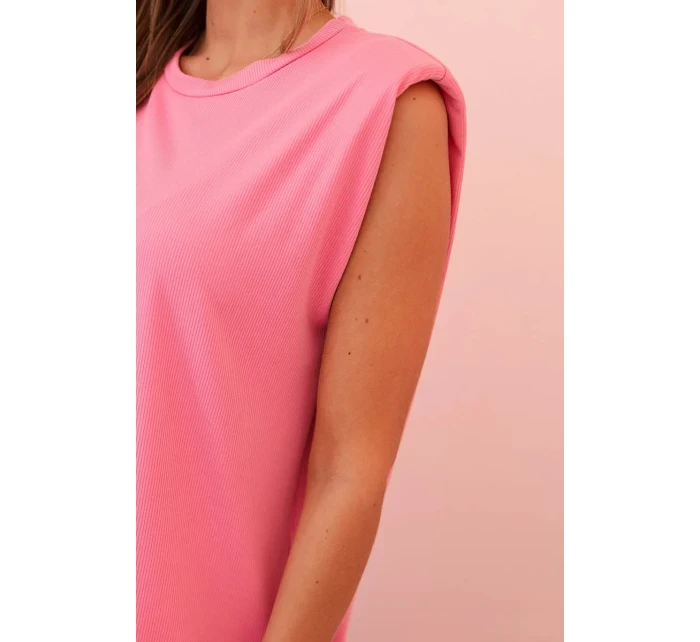 Dámský komplet z viskózy bez rukávů a rovnými kalhotami růžový Dámský komplet z viskózy bez rukávů a rovnými kalhotami růžový