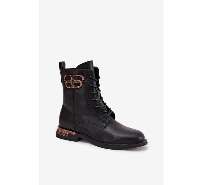 Dámské botky Artiker – černé, zateplené, s ozdobou, na nízkém podpatku Dámské botky Artiker – černé, zateplené, s ozdobou, na nízkém podpatku