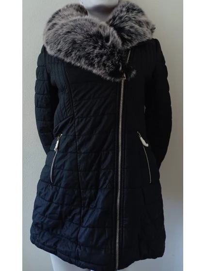 Dámská zimní bunda s kožíškem LD-5520 černá - Goodlooking