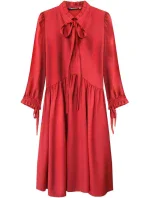 Červené dámské šaty s volánkovým stojáčkem (208ART)