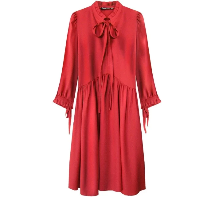 Červené dámské šaty s volánkovým stojáčkem (208ART)