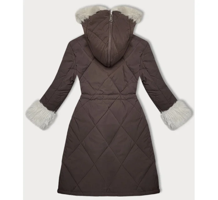 Prošívaná zimní bunda v barvě s kožešinovou podšívkou l 21248860 - WAY MODE