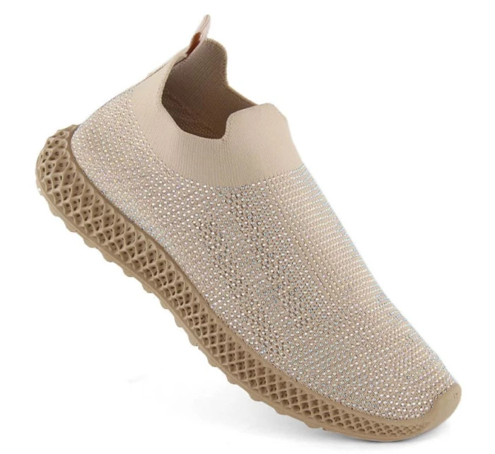 D&A W model 21875116 béžová sportovní nazouvací obuv se zirkony - S.Barski D&A W model 21875116 béžová sportovní nazouvací obuv se zirkony - S.Barski