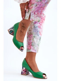 Kůže Boty S Ozdobným Podpatkem Lewski Shoes 2608/K Zelené