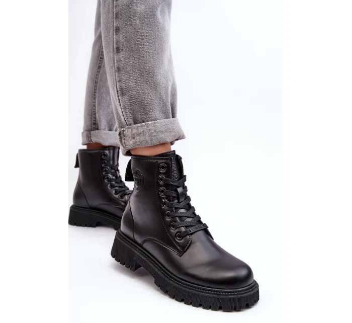 Botky Kožené Šněrovací Černé Big Star model 21636893 - Big Star Shoes Botky Kožené Šněrovací Černé Big Star model 21636893 - Big Star Shoes