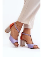 Kožené sandály na podpatku Laura Messi 2759 fialové