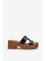 Zazoo 40412 Kožené Elegantní Dámské Žabky S Zlatým Ozdobou Černé