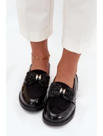 Lakované Dámské Mokasíny S Mašlí S.Barski HY51-319 Černé