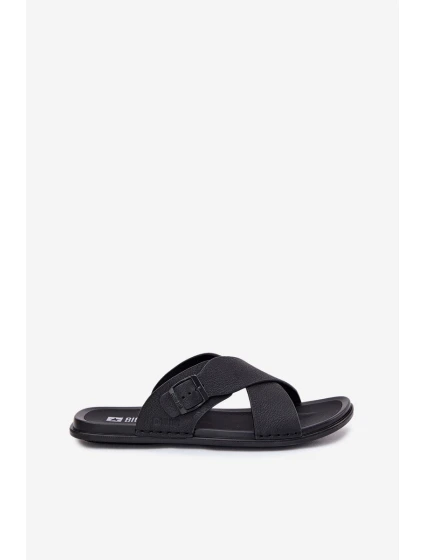 Pánské Kožené Sandały S Přezkou Big Star model 21693015 Černé - Big Star Shoes Pánské Kožené Sandały S Přezkou Big Star model 21693015 Černé - Big Star Shoes