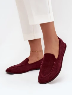 Dámské mokasíny z eko semiše ploché bordové model 21710856 - Boto