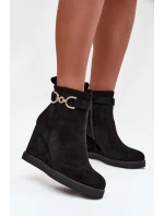 Dámské kotníkové boty na platformě s ozdobným detailem Černé Marivana