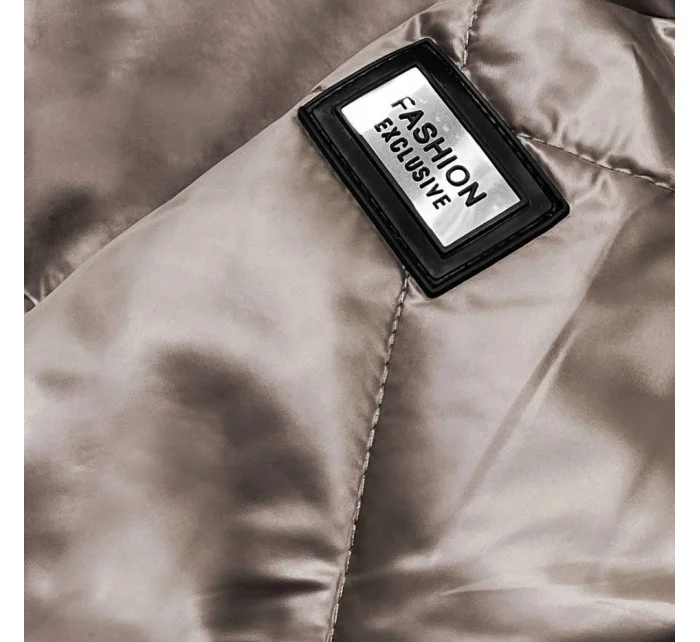 Béžová dámská bunda pro přechodné období s kapucí (b8091-12) Béžová dámská bunda pro přechodné období s kapucí (b8091-12)